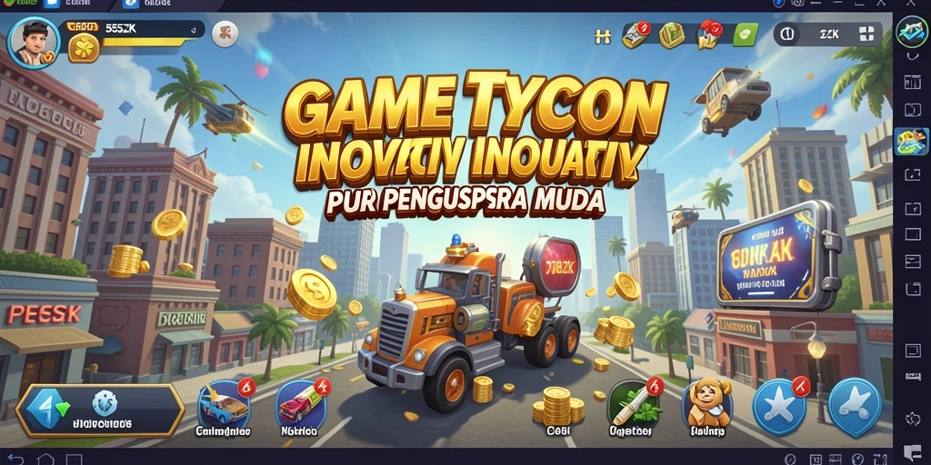 Tangkapan layar utama 555ZK menampilkan dinamika gameplay Tycoon yang menarik.