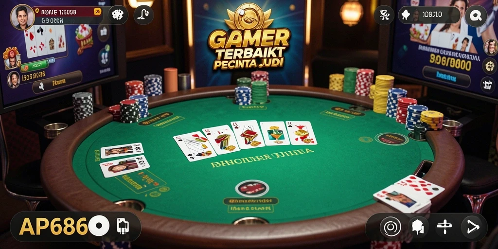 Screenshot gameplay AP686 menampilkan momen seru dalam permainan Poker.