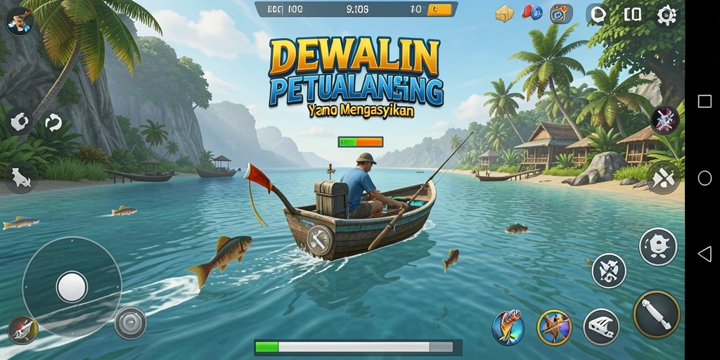 Tampilan gameplay DEWALIN yang menarik saat menangkap ikan.
