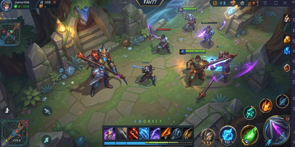 Gameplay seru FAV77 dengan aksi MOBA menegangkan.