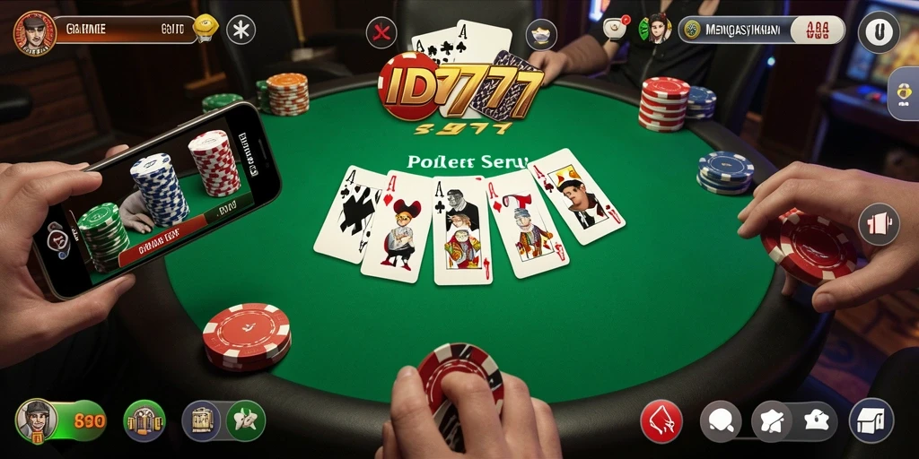 Tangkapan layar ID777 menampilkan momen seru permainan Poker.