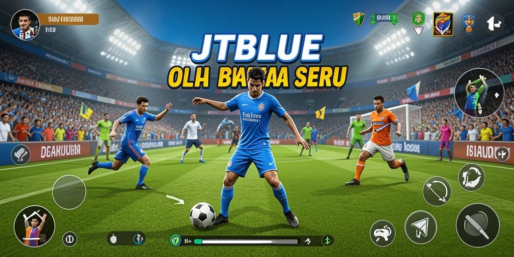 Tampilan gameplay JTBLUE dengan aksi olahraga yang mendebarkan.
