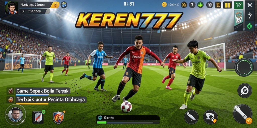Tampilan gameplay mendebarkan di KEREN777 dengan aksi sepak bola nyata.
