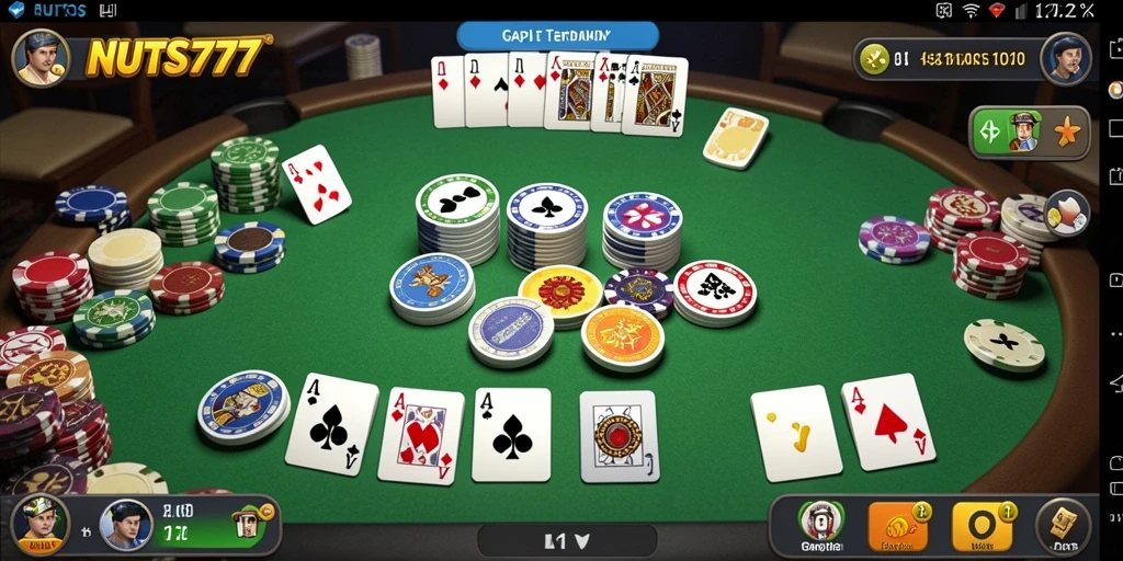 Tampilan gameplay seru dalam NUTS777 untuk permainan Gaple.