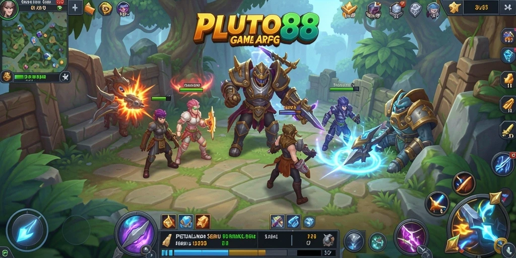 Tampilan gameplay seru dari <strong>PLUTO88</strong> yang menampilkan pertarungan epik.