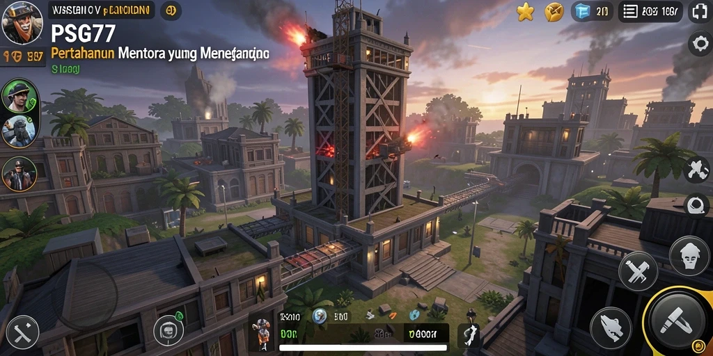 Screenshot gameplay PSG77 yang menunjukkan aksi Tower Defense yang mendebarkan.