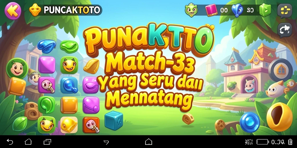 Tampilan gameplay seru dengan batu permata yang berkilauan.
