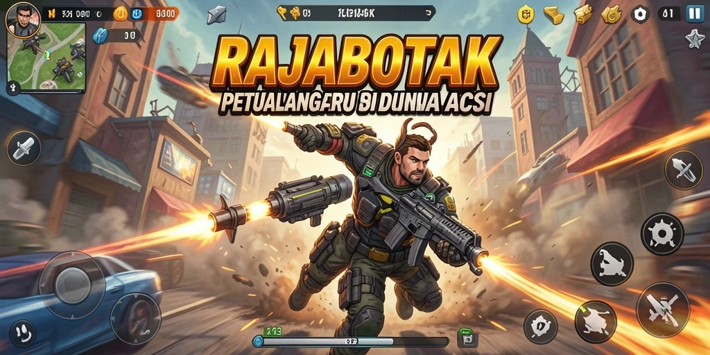 Tampilan seru dari permainan aksi RAJABOTAK dengan karakter yang beragam.