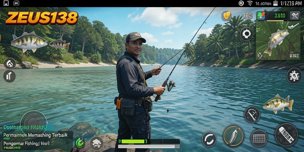 Screenshot gameplay ZEUS138 menunjukkan aksi memancing yang seru dan menantang.